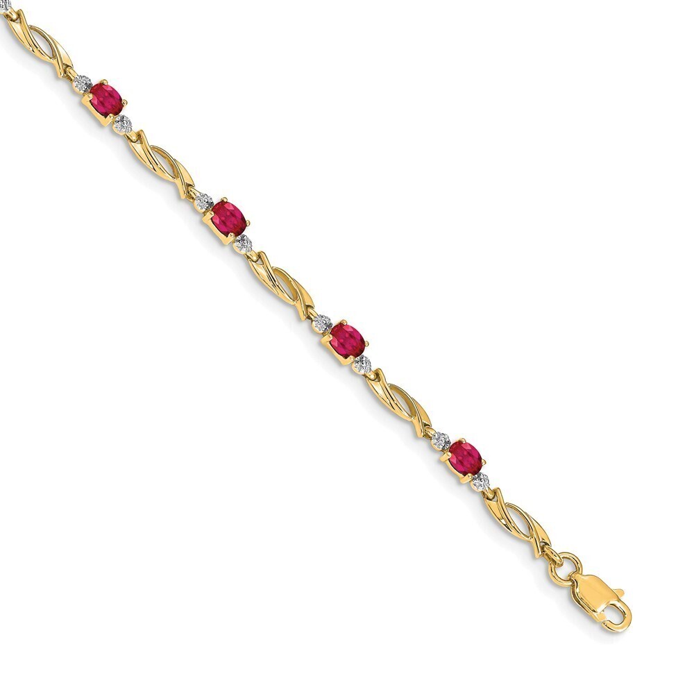 Kazi Luxury 14k Diamond and Oval Ruby Bracelet
